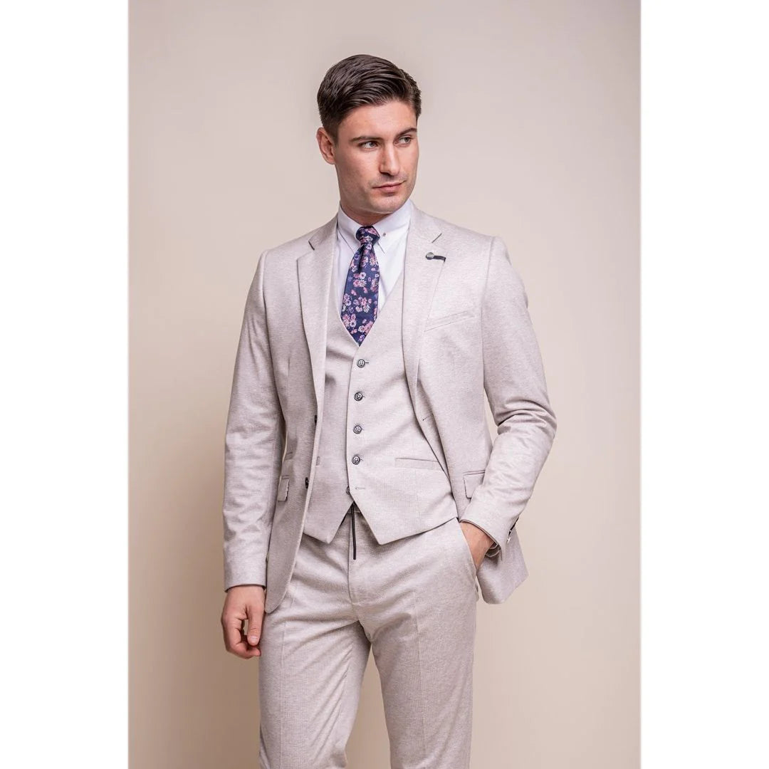 Valencia - Men's Cream Wedding Blazer Waistcoat and Trousers