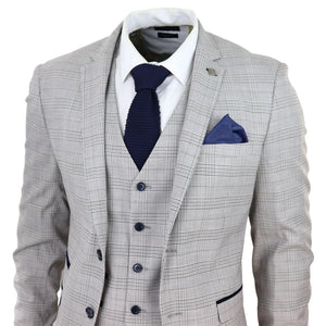 Abito Elegante da Uomo 3 Pezzi Blu Scuro Classico per Matrimonio Ufficio - Paul Andrew - 4