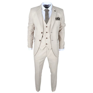 IM04 - Men's Beige 3 Piece Tailored Fit Wedding Suit - TruClothing.com - 2