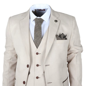 IM04 - Men's Beige 3 Piece Tailored Fit Wedding Suit - TruClothing.com - 3