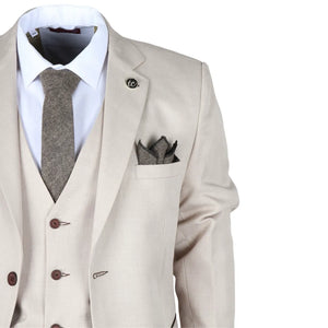 IM04 - Men's Beige 3 Piece Tailored Fit Wedding Suit - TruClothing.com - 4