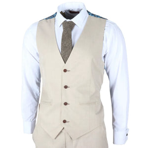 IM04 - Men's Beige 3 Piece Tailored Fit Wedding Suit - TruClothing.com - 5