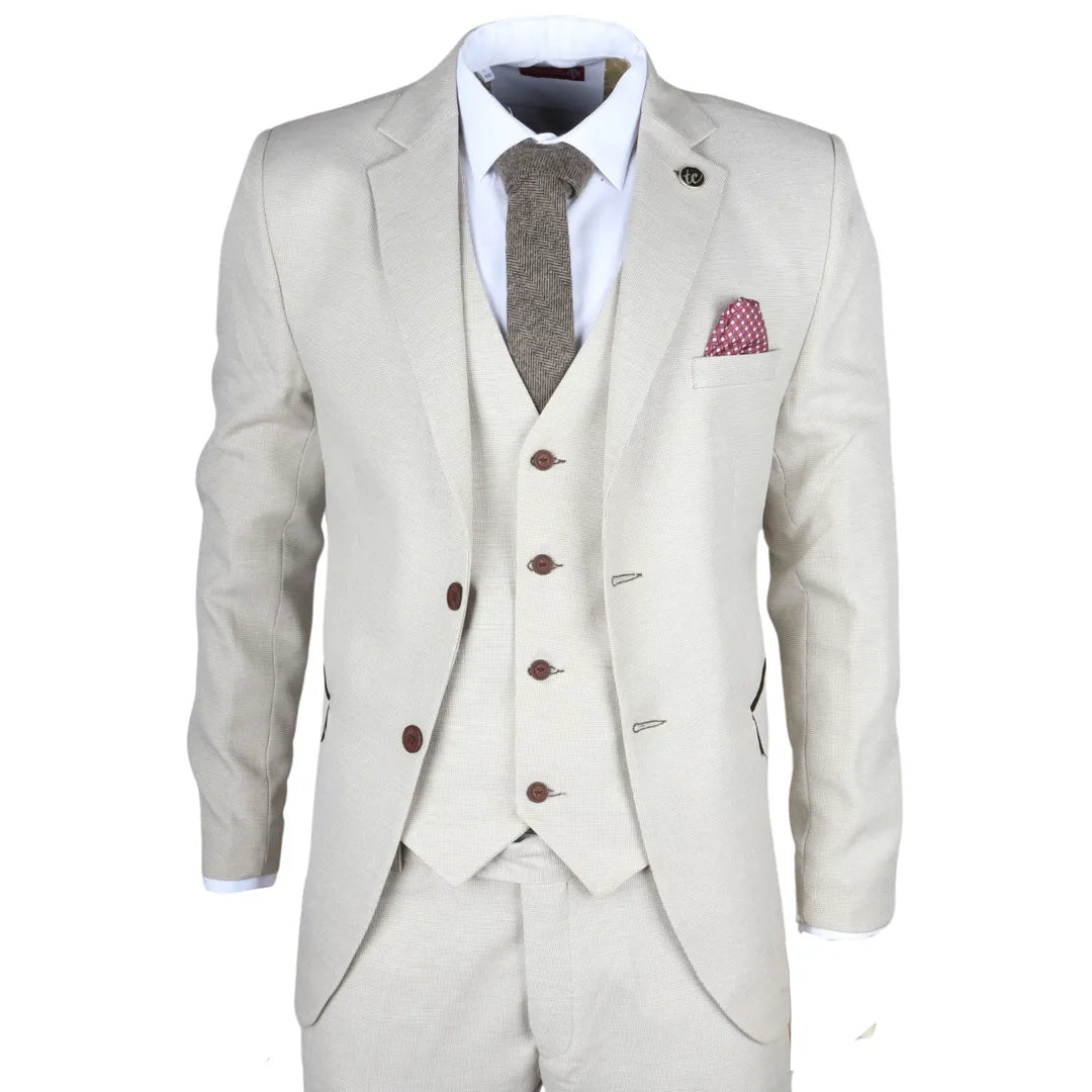 IM05 - Completo da Sposo Classico a 3 Pezzi Crema per Uomo - TruClothing.com - 1
