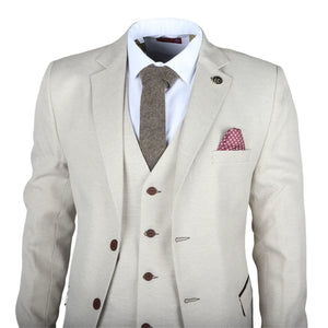 IM05 - Completo da Sposo Classico a 3 Pezzi Crema per Uomo - TruClothing.com - 3