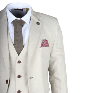 IM05 - Completo da Sposo Classico a 3 Pezzi Crema per Uomo - TruClothing.com - 4