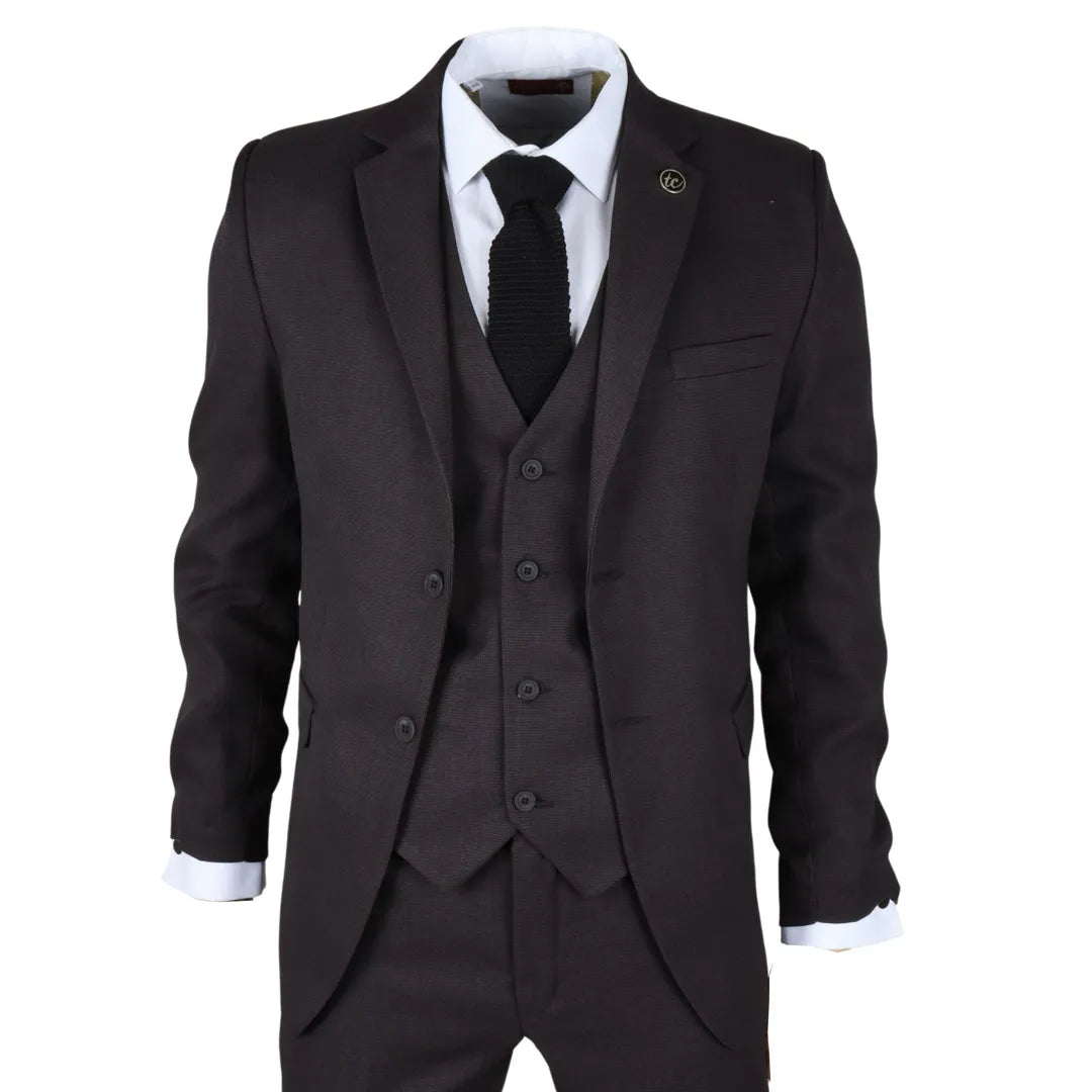 IM06 - Grafitowy 3-częściowy garnitur męski klasyczny - TruClothing.com - 1