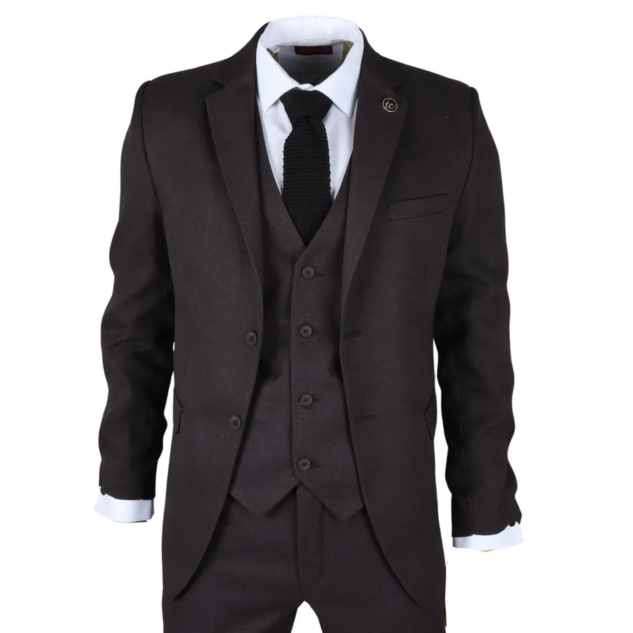 IM06 - Grafitowy 3-częściowy garnitur męski klasyczny - TruClothing.com - 1