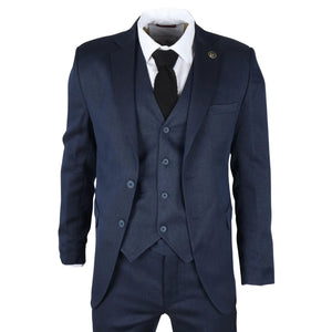 IM07 - Traje Clásico de 3 Piezas Azul Marino para Hombre - TruClothing.com - 1