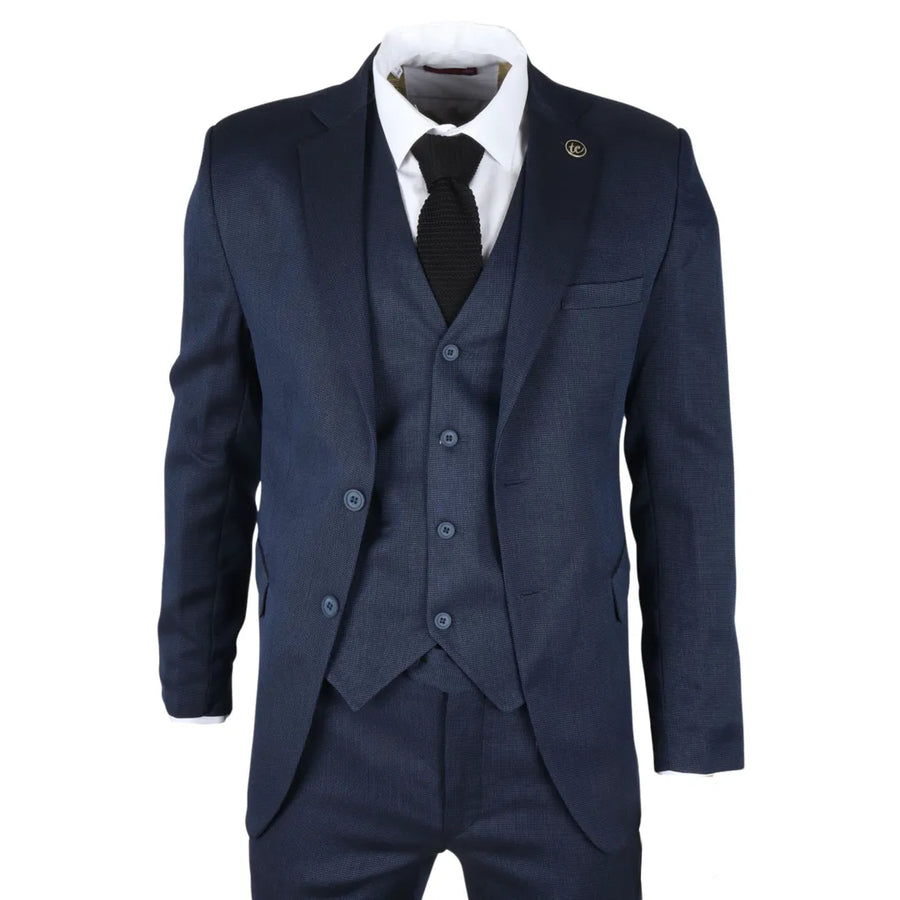 IM07 - Men's 3 Piece Navy Blue Classic Suit - TruClothing.com - 1