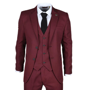 IM09 - Men's 3 Piece Burgundy Classic Suit - TruClothing.com - 1