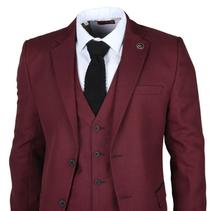 IM09 - Men's 3 Piece Burgundy Classic Suit - TruClothing.com - 3