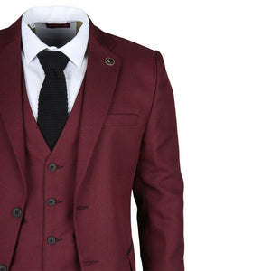 IM09 - Men's 3 Piece Burgundy Classic Suit - TruClothing.com - 4