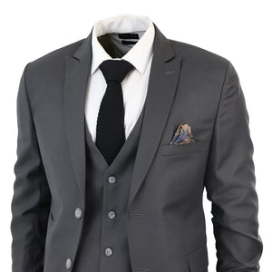 Abito da Uomo 3 Pezzi Grigio Scuro di Ballo di Fine Anno Ufficio Matrimonio - TruClothing.com - 3