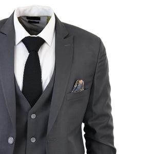 Abito da Uomo 3 Pezzi Grigio Scuro di Ballo di Fine Anno Ufficio Matrimonio - TruClothing.com - 4