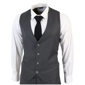 Abito da Uomo 3 Pezzi Grigio Scuro di Ballo di Fine Anno Ufficio Matrimonio - TruClothing.com - 5
