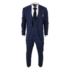 Abito Classico da Uomo 3 Pezzi Blu su Misura Ballo di Fine Anno Ufficio Matrimonio - TruClothing.com - 2