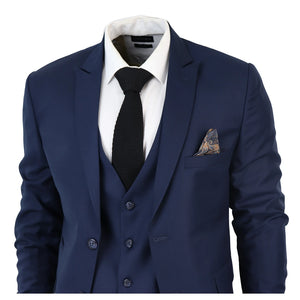 Abito Classico da Uomo 3 Pezzi Blu su Misura Ballo di Fine Anno Ufficio Matrimonio - TruClothing.com - 3