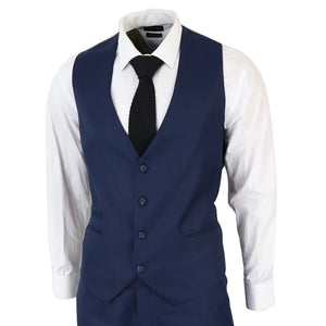 Abito Classico da Uomo 3 Pezzi Blu su Misura Ballo di Fine Anno Ufficio Matrimonio - TruClothing.com - 5