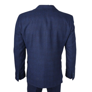 IM10 - Granatowy 3-częściowy garnitur męski w kratę - TruClothing.com - 6