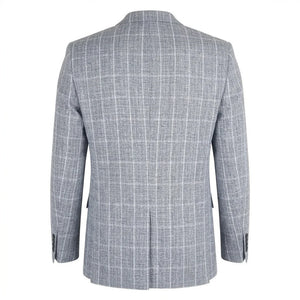IM11 - Karierter Slim Fit Zweiknopf-Herrenblazer - Blau - TruClothing.com - 4