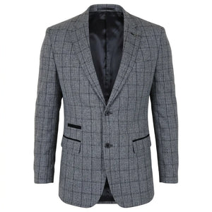 IM11 - Karierter Slim Fit Zweiknopf-Herrenblazer - Dunkelgrau - TruClothing.com - 13