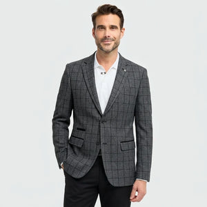 IM11 - Karierter Slim Fit Zweiknopf-Herrenblazer - Dunkelgrau - TruClothing.com - 15