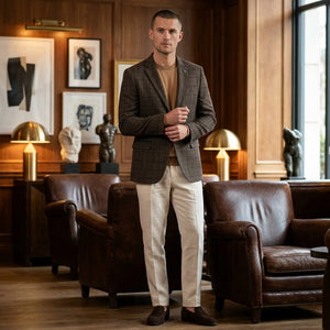 IM11 - Karierter Slim Fit Zweiknopf-Herrenblazer - Dunkelbraun - TruClothing.com - 10