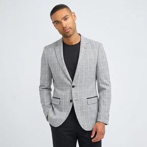 IM11 - Karierter Slim Fit Zweiknopf-Herrenblazer - Grau - TruClothing.com - 7