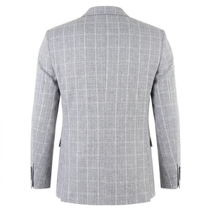 IM11 - Karierter Slim Fit Zweiknopf-Herrenblazer - Grau - TruClothing.com - 8