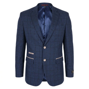 IM11 - Karierter Slim Fit Zweiknopf-Herrenblazer - Marineblau - TruClothing.com - 17