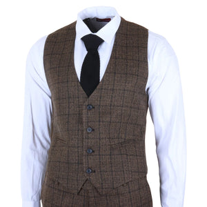 IM11 - Men's Dark Brown 3 Piece Plaid Check Suit - TruClothing.com - 6