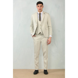 IM200 - Men's Cream Tailored Fit Wedding 3 Piece Suit - TruClothing.com - 2