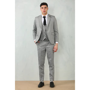 IM200 - Szary 3-częściowy garnitur ślubny męski Tailored Fit - TruClothing.com - 2