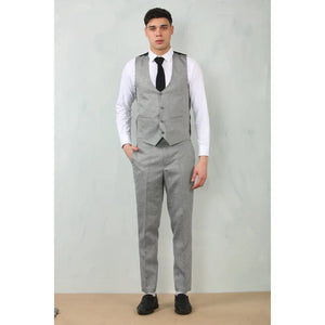IM200 - Szary 3-częściowy garnitur ślubny męski Tailored Fit - TruClothing.com - 4