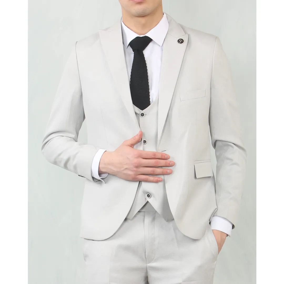 IM200 - Men's Light Grey Tailored Fit Wedding 3 Piece Suit - TruClothing.com - 1