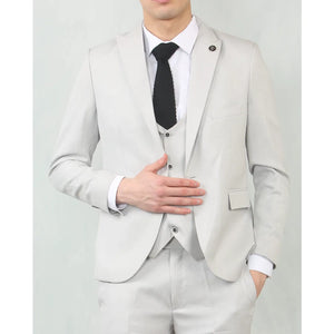 IM200 - Men's Light Grey Tailored Fit Wedding 3 Piece Suit - TruClothing.com - 1