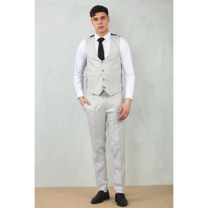 IM200 - Men's Light Grey Tailored Fit Wedding 3 Piece Suit - TruClothing.com - 4