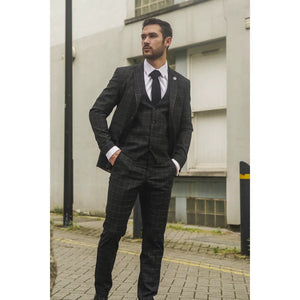 IM3 - Men's Black Checked Tailored Fit Suit - TruClothing.com - 2