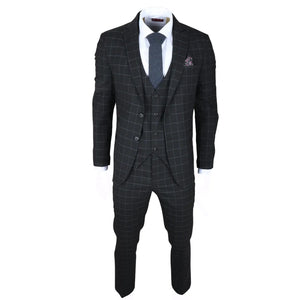 IM3 - Men's Black Checked Tailored Fit Suit - TruClothing.com - 3