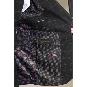 IM3 - Men's Black Checked Tailored Fit Suit - TruClothing.com - 6