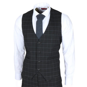 IM3 - Men's Black Checked Tailored Fit Suit - TruClothing.com - 7