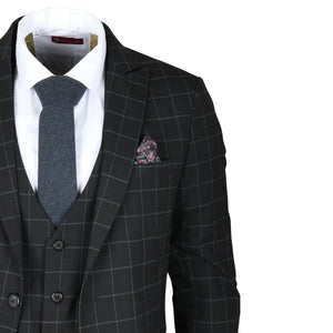 IM3 - Men's Black Checked Tailored Fit Suit - TruClothing.com - 8