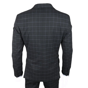 IM3 - Men's Black Checked Tailored Fit Suit - TruClothing.com - 9