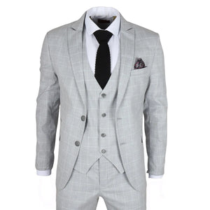 IM3 - Men's Grey Checked Tailored Fit Suit - TruClothing.com - 1