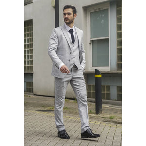 IM3 - Men's Grey Checked Tailored Fit Suit - TruClothing.com - 2