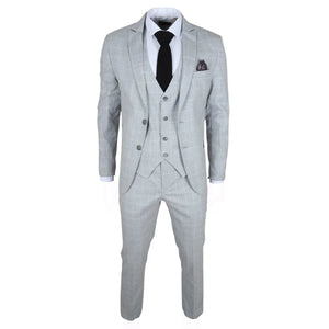 IM3 - Men's Grey Checked Tailored Fit Suit - TruClothing.com - 3