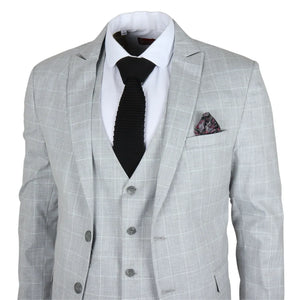 IM3 - Men's Grey Checked Tailored Fit Suit - TruClothing.com - 4