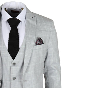 IM3 - Men's Grey Checked Tailored Fit Suit - TruClothing.com - 5