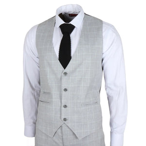 IM3 - Men's Grey Checked Tailored Fit Suit - TruClothing.com - 8