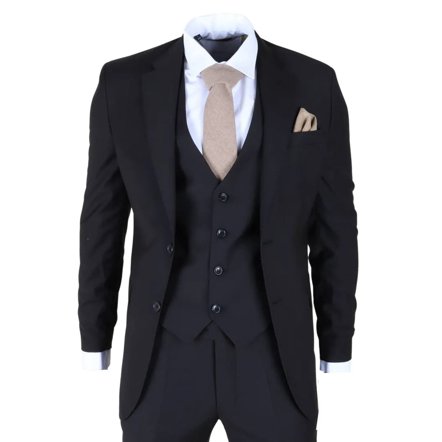 IM30 - Men's Black 3 Piece Stitch Lapel Formal Suit - TruClothing.com - 1